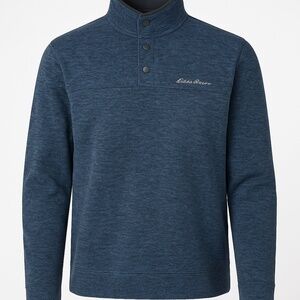 Eddie Bauer Radiator Fleece Snap Pullover Mock Neck — Men’s XL Blue Heather